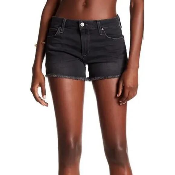 Joes Jeans Faded Black Denim Jean Frayed Cut Off Short Shorts Womens 26 3 Inseam - Picture 1 of 6
